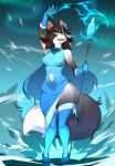 2025 absurd_res amberpendant anthro aurora_(phenomenon) biped blue_clothing blue_dress blue_eyes blue_footwear blue_gloves blue_handwear blue_legwear blue_shoes blue_thigh_highs breasts brown_hair cape clothed clothing countershade_face countershade_fur countershading cutout digital_media_(artwork) dipstick_tail dress eyewear felid feline female footwear fur glasses gloves grey_body grey_fur hair handwear hi_res ice legwear magic magic_staff magic_user mammal markings navel navel_cutout open_mouth outside pink_nose pink_tongue shaded shoes snout solo standing tail tail_markings teeth thigh_highs tongue wearing_glasses white_tail_tip