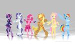  anthro anthrofied applejack_(mlp) blue blue_body blue_eyes blue_fur chaps dress equine extvia female fluttershy_(mlp) friendship_is_magic fur green_eyes hair horn horse mammal my_little_pony pegasus pink pink_body pink_fur pink_hair pinkie_pie_(mlp) pony purple purple_eyes purple_fur purple_hair rainbow_dash_(mlp) rarity_(mlp) shoes sweater twilight_sparkle_(mlp) tysontan unicorn wings young 