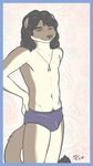  bulge ermine looking_at_viewer male moodyferret mustelid necklace short-tailed_weasel solo speedo standing stoat swimsuit underwear weasel 