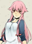  1girl apron gasai_yuno mirai_nikki mitsuki_(ranran) pink_hair red_eyes 