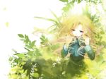  blonde_hair blue_eyes dress ib long_hair mary_(ib) plant solo yuukichi 