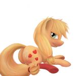  after_sex all_fours apple applejack_(mlp) blonde_hair butt cum cum_in_pussy cum_inside cum_on_butt cutie_mark equine female feral friendship_is_magic fruit green_eyes hair horse looking_at_viewer mammal my_little_pony plain_background pony sex_toy socks solo source_request tres-apples unknown_artist white_background 