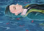  bad_id bad_pixiv_id black_hair formal goku2036 green_eyes hair_slicked_back loki_(marvel) male_focus marvel partially_submerged petals scarf solo suit water 