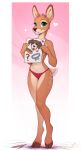 2024 5_fingers absurd_res anthro any_(yakovlev-vad) breasts brown_body brown_fur clothed clothing cloven_hooves countershade_torso countershading deer digital_media_(artwork) female fingers front_view fur green_eyes hi_res hooves inner_ear_fluff looking_at_viewer mammal navel panties panties_only simple_background smile solo tail teeth topless topless_anthro topless_female tuft underwear underwear_only yakovlev-vad