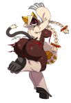 absurd_res animal_humanoid arc_system_works big_breasts big_butt blazblue bottomwear breasts butt cat_humanoid clothing dark_body dark_skin felid felid_humanoid feline feline_humanoid female hi_res hood huge_butt humanoid kaka_(blazblue) legwear mammal mammal_humanoid solo sssonic2 taokaka thick_thighs thigh_highs torn_bottomwear torn_clothing wide_hips