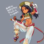  black_hair dark_skin female grey_background midriff navel see-through simple_background solo soul_calibur talim tenteco_(covamin) tonfa weapon 