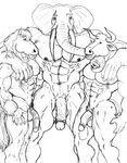  animal_genitalia balls biceps big_penis bovine bull cattle comparing comparing_penis elephant equine gay horn horse horsecock male mammal muscles pecs penis size_difference sudonym thick_penis tusks 