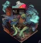 abacus alchemist alchemy anthro claws clothing crossed_legs eyewear glasses hi_res lizard male reptile scalie sitting smile solo zeitzbach