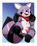 2024 absurd_res anthro balls big_tail biped black_markings black_nose cheek_tuft countershade_face countershade_torso countershading facial_tuft fieryfur front_view genitals gloves_(marking) hi_res indigo_park kerchief kerchief_only leg_markings licking licking_lips licking_own_lips male mammal markings mostly_nude multicolored_body navel neckerchief neckerchief_only neckwear penis pink_body procyonid raccoon rambley_raccoon ring_(marking) ringed_tail simple_background socks_(marking) solo striped_markings striped_tail stripes tail tail_markings tongue tongue_out tuft two_tone_body white_body white_countershading