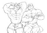 5_fingers abs anthro arley_(arleydog) arley_dog biceps big_muscles biped bird_dog black_and_white bottomwear canid canine canis claws clothed clothed_anthro clothed_male clothing coyote deltoids domestic_dog duo eye_contact finger_claws fingerpads fingers flexing flexing_bicep floppy_ears front_view fur gloves_(marking) golden_retriever hair hi_res holding_musical_instrument holding_object holding_ukulele humanoid_hands hunting_dog hybrid hyena jewelry line_art looking_at_another lute male male_anthro mammal markings monochrome muscular muscular_anthro muscular_male musical_instrument navel necklace nipples pawpads pecs playing_music playing_ukulele plucked_string_instrument pose quads retriever shorts shorts_only simple_background smile smiling_at_another spots spotted_body spotted_fur spotted_hyena standing string_instrument tail topless topless_anthro topless_male triceps ukulele white_background zephyrus_(cooner)