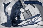 2025 3d_(artwork) anthro balls big_balls big_pecs blender_(artwork) bodily_fluids codename_nihil cum digital_media_(artwork) dutch_angle ejaculation english_text fish fisheye_lens genital_fluids genitals hammerhead_(petruz) hi_res humanoid kneeling latex latex_transformation leaking_nipples leaning leaning_forward leaning_on_object living_sex_doll living_sex_toy low-angle_view male marine masturbation muscular orgasm pecs penis perspective petruz_(copyright) shark showing_teeth solo stroking_penis text toyholes transformation unusual_bodily_fluids unusual_cum unusual_genital_fluids