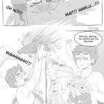  1girl absurdres artist_name aurorus book diantha_(pokemon) gardevoir goodra greyscale hawlucha highres jewelry monochrome necklace niosklastenos open_mouth pokemon pokemon_(creature) pokemon_xy speech_bubble surprised sweatdrop tyrantrum wide-eyed 