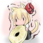  animal_ears cat_ears cat_tail chibi eating food fruit hoshizuki_(seigetsu) kemonomimi_mode minigirl pineapple purumia rumia solo tail touhou trembling |_| 