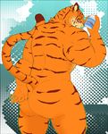 biceps big_butt big_muscles blush butt feline fur looking_at_viewer maguro male mammal mooning muscles nude solo sushi_(artist) tiger 