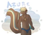  anthro azure_(bluedude) biceps bluedude briefs clothed clothing fur hair half-dressed male mammal necklace skunk solo topless underwear ursofofinho 
