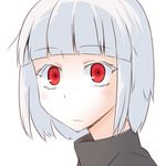  bad_id bad_pixiv_id bangs blunt_bangs colored_eyelashes copyright_request looking_at_viewer portrait red_eyes short_hair silver_hair simple_background solo white_background yamane_akira 