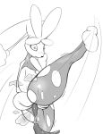  2016 anthro anus biped cheekles clothing embarrassed feces female humanoid_pussy looking_at_viewer lopunny monochrome nintendo pok&eacute;mon pok&eacute;mon_(species) pooping pussy roundhouse_kick scat solo torn_clothing video_games 