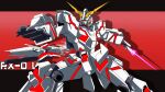  character_name commentary energy_sword funnels_(gundam) glowing glowing_eyes green_eyes gundam gundam_unicorn gundrass highres holding holding_sword holding_weapon mecha mecha_focus mobile_suit no_humans robot science_fiction sword unicorn_gundam v-fin weapon 