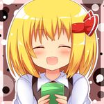  bad_id bad_pixiv_id blonde_hair closed_eyes open_mouth ribbon rumia shinekalta short_hair solo touhou 