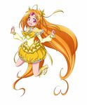  :d boots bow brooch bubble_skirt choker cure_muse_(yellow) eyelashes full_body heart jewelry knee_boots long_hair magical_girl onaya_masakazu open_mouth orange_hair pink_eyes precure shirabe_ako simple_background skirt smile solo suite_precure twintails white_background yellow_bow yellow_choker 