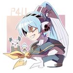 android asterios blue_hair citolo headphones labrys long_hair persona persona_4:_the_ultimate_in_mayonaka_arena ponytail school_uniform shadow_(persona) smile yellow_eyes 