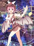  adapted_costume animal_ears bad_id bad_pixiv_id bare_shoulders breasts cleavage dress hat medium_breasts musical_note mystia_lorelei okannigeru open_mouth pink_hair short_hair solo touhou wrist_cuffs 