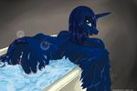  2012 anus bath blue_eyes blue_hair bubbles butt equine female friendship_is_magic hair horn horse long_hair looking_back my_little_pony pony princess_luna_(mlp) pussy solo tongue tongue_out water winged_unicorn wings 