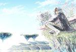  alvis beco boots floating_island fur_trim grass island male_focus silver_hair sitting solo thigh_boots thighhighs white_hair xenoblade_(series) xenoblade_1 