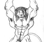  anthro armpit_hair biceps body_hair feline hair happy_trail lion looking_at_viewer male mammal muscles nude pecs pose pubes sensual solo sudonym 
