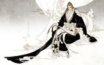  asura's_wrath belt censer chinese_clothes dragon eastern_dragon fog hanfu incense male_focus scroll solo topknot yasha_(asura's_wrath) yufy 