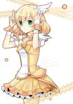  blonde_hair bow choker cosplay cure_peace cure_peace_(cosplay) dress green_eyes hair_ornament minato_usagi mizuhashi_parsee precure ribbon skirt smile_precure! solo touhou yellow yellow_bow yellow_skirt 