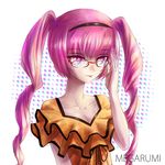  :p adjusting_eyewear akiha_rumiho glasses hairband long_hair md5_mismatch pink_eyes pink_hair smile solo steins;gate tabix0819 tongue tongue_out twintails 