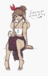 2018 accessory anthro arm_support bent_legs biped black_eyes black_heart breasts brown_hair clothed clothed_anthro clothed_female clothing dialogue digital_media_(artwork) english_description english_text feet female female_anthro floppy_ears floral_pattern full-length_portrait glistening glistening_hair hair hair_accessory hair_ribbon heart_after_text hi_res jewelry lagomorph leporid long_ears looking_at_viewer lop_ears mammal motion_lines necklace nelnox no_pupils partial_line_speech_bubble path_lines portrait rabbit red_ribbon ribbons simple_background sitting smile smiling_at_viewer solo speech_bubble straight_arm talking_to_viewer tan_arms tan_body tan_ears tan_face tan_feet tan_hands tan_legs tan_neck text topwear white_background white_clothing white_sclera white_topwear
