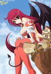  :o ahoge animal_ears arm_guards armor bikini_armor blush boots breasts cat_ears cat_tail cleavage cloud day demon_tail demon_wings emil_chronicle_online floating_island giantess house large_breasts multiple_girls on_lap original pink_hair red_eyes red_hair shadow443 sitting size_difference sky smile tail thigh_boots thighhighs wings 