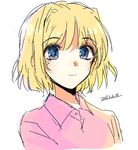  74_(teduka) air alternate_hairstyle blonde_hair blue_eyes kamio_misuzu short_hair solo spoilers 