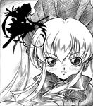  arukime bonnet bow flower greyscale monochrome outstretched_hand rozen_maiden shinku silhouette solo twintails 