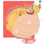 2022 belly big_belly blue_eyes duo female flattened hi_res huge_belly inflation koopa koopaling mario_bros nintendo nuumatic scalie spherical_inflation toadette wendy_o._koopa