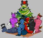 anthro ball_gag bdsm bondage bound canid canine canis christmas christmas_tree crocodile crocodilian darkpup domestic_dog drago-kun duct gag gagged generation_5_pokemon gift group hi_res holidays imp impximon krookodile lagomorph leporid male mammal nintendo plant pokemon pokemon_(species) rabbit reptile scalie stripedcrocodile tape tree wolf yaljes