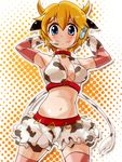  animal_ears animal_print bad_id bad_pixiv_id bell bell_collar blonde_hair blue_eyes collar cosplay cow_ears cow_horns cow_print cow_tail funen headset highres horns idolmaster idolmaster_cinderella_girls lucky_star microphone navel oikawa_shizuku oikawa_shizuku_(cosplay) patricia_martin short_hair solo tail thighhighs 