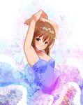  armpits blush brown_eyes brown_hair hagiwara_yukiho idolmaster idolmaster_(classic) short_hair solo susisasimi tiara 