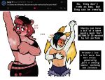 2025 absurd_res anthro areola areola_slip armpit_fetish armpit_sniffing bat bear black_bra black_clothing black_hair black_underwear blarf022 blush bra breasts brown_body brown_fur cleavage clothed clothing covering_own_breasts embarrassed female fur hair hi_res honduran_white_bat leaf-nosed_bat mammal microbat musk musky_armpit q&amp;a raised_arm sherry_bear_(blarf022) sniffing topless topless_anthro topless_female underwear vranda_von_bat_(blarf022) white_body white_fur yangochiropteran