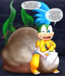 absurd_res anthro big_diaper dialogue diaper diaper_tent english_text erection erection_in_diaper feces hi_res huge_diaper hyper_diaper koopa koopaling larry_koopa male mario_bros motion_lines nintendo onomatopoeia profanity scalie soiled_diaper solo sound_effects standing stink_fumes talking_to_viewer tepigfan101 text unclean_diaper used_diaper