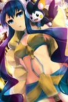  absurdres blue_eyes blue_hair breasts emolga gen_5_pokemon headphones highres kamitsure_(pokemon) lips long_hair magister_(medical_whiskey) medium_breasts navel pokemon pokemon_(creature) pokemon_(game) pokemon_bw2 