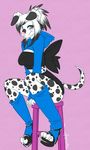  blush canine dalmatian dog female high_heels hoodie kararesch mammal ryunwoofie solo spots stool 