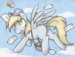  cloud derpy_hooves_(mlp) equine female feral food friendship_is_magic hat letter mammal muffin my_little_pony pegasus sky solo soulspade wings 