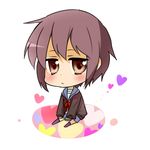  bad_id bad_pixiv_id bangs brown_eyes chibi heart kita_high_school_uniform lowres nagato_yuki purple_hair school_uniform serafuku short_hair six_(fnrptal1010) skirt solo suzumiya_haruhi_no_shoushitsu suzumiya_haruhi_no_yuuutsu 