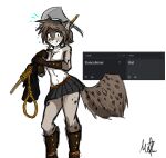 absurd_res anthro axe bottomwear canid canine clothing english_text executioner felid feline female hi_res kathrin_vaughan mammal matz_the_kames medieval_clothing polish_text rope skirt solo text translator twokinds