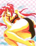  1girl ass bare_shoulders breasts eyes_closed long_hair lying midriff nanaly_fletch red_hair short_shorts shorts tales_of_(series) tales_of_destiny_2 twintails 