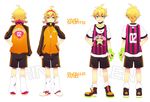 1girl ahoge aqua_eyes blonde_hair bow brother_and_sister domco grin gym_shorts hair_bobbles hair_bow hair_ornament hair_ribbon hairband hairclip hand_on_hip heart jacket jersey kagamine_len kagamine_rin loose_socks ribbon short_twintails shorts siblings sleeves_pushed_up smile socks star track_jacket twins twintails vocaloid whistle wrist_ribbon 