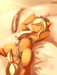  absurd_res anthro anthrofied applejack_(mlp) blonde_hair clothed clothing collar cowboy_hat equine eyes_closed female friendship_is_magic hair hat hi_res horse long_hair mammal my_little_pony open_mouth pony sleeping snofu solo spread_legs spreading 